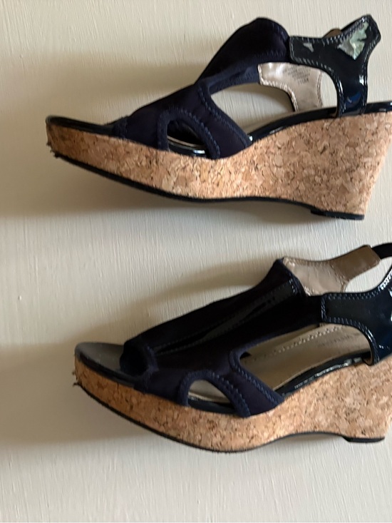 Donald J. Pliner Shoes - Donald J. Pliner Navy Cork Wedge Sandals